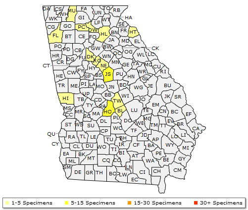 The range of Crataegus iracunda